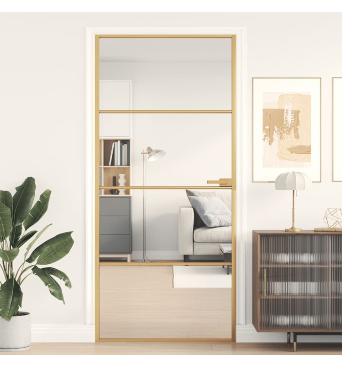 Porte intérieure mince doré 93x201,5 cm verre trempé aluminium | Mobilier & Déco