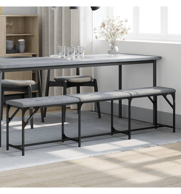 Banc à manger gris clair 186x32x45 cm acier et tissu | Mobilier & Déco