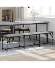 Banc à manger gris clair 186x32x45 cm acier et tissu | Mobilier & Déco