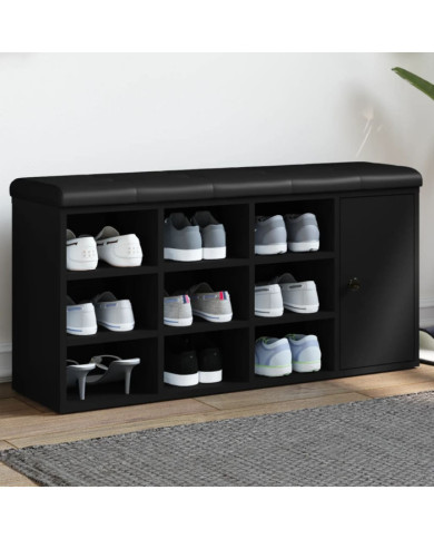 Banc à chaussures noir 102x32x50 cm bois d'ingénierie | Mobilier & Déco