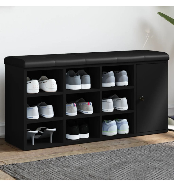 Banc à chaussures noir 102x32x50 cm bois d'ingénierie | Mobilier & Déco