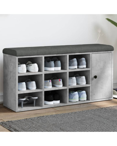 Banc à chaussures gris béton 102x32x50 cm bois d'ingénierie | Mobilier & Déco