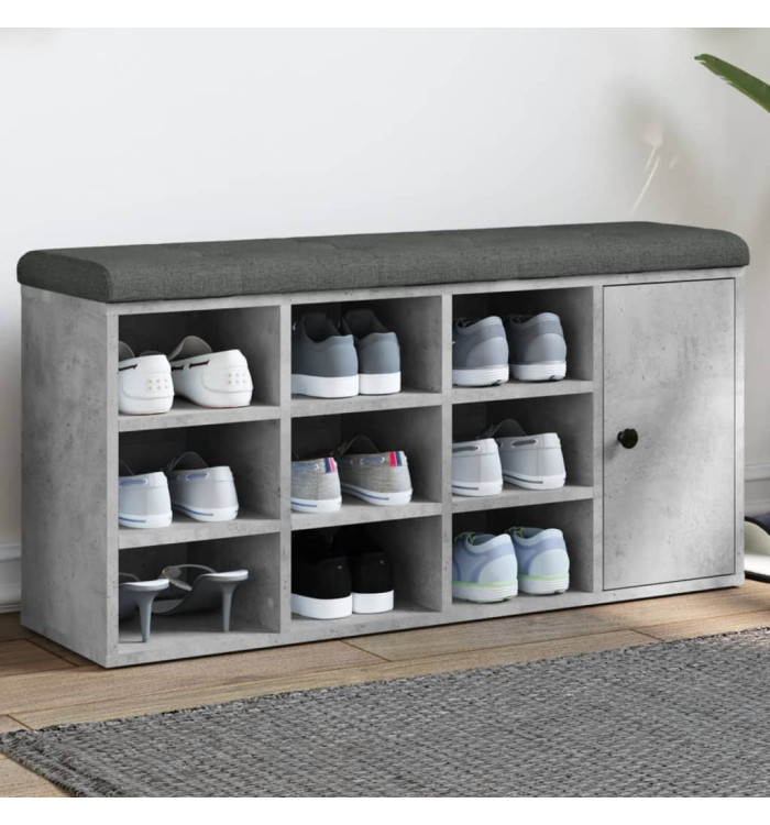 Banc à chaussures gris béton 102x32x50 cm bois d'ingénierie | Mobilier & Déco