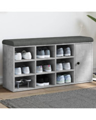 Banc à chaussures gris béton 102x32x50 cm bois d'ingénierie | Mobilier & Déco