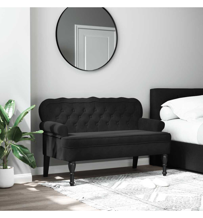 Banc avec dossier noir 119,5x64,5x75 cm velours | Mobilier & Déco