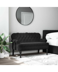 Banc avec dossier noir 119,5x64,5x75 cm velours | Mobilier & Déco