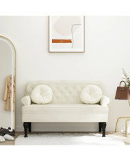Banc avec dossier crème 119,5x64,5x75 cm velours | Mobilier & Déco