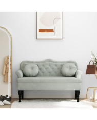Banc avec coussins gris clair 120,5x65x75 cm velours | Mobilier & Déco