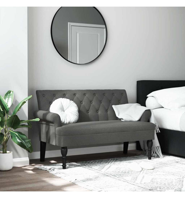 Banc avec dossier gris foncé 120x62x75,5 cm tissu | Mobilier & Déco