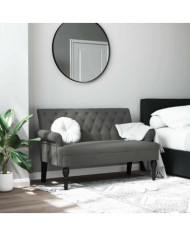 Banc avec dossier gris foncé 120x62x75,5 cm tissu | Mobilier & Déco