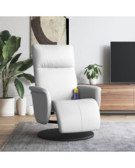 Fauteuil inclinable de massage repose-pieds blanc similicuir | Mobilier & Déco