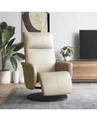 Fauteuil inclinable avec repose-pieds crème similicuir | Mobilier & Déco