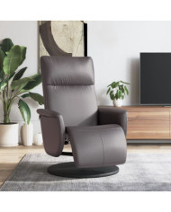 Fauteuil inclinable avec repose-pieds gris similicuir | Mobilier & Déco