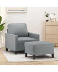 Fauteuil avec repose-pied Gris clair 60 cm Tissu | Mobilier & Déco