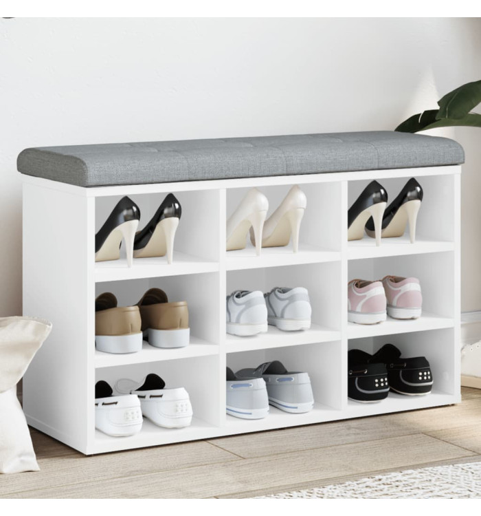 Banc à chaussures blanc 82x32x50 cm bois d'ingénierie | Mobilier & Déco