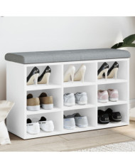 Banc à chaussures blanc 82x32x50 cm bois d'ingénierie | Mobilier & Déco