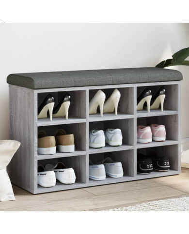 Banc à chaussures sonoma gris 82x32x50 cm bois d'ingénierie | Mobilier & Déco