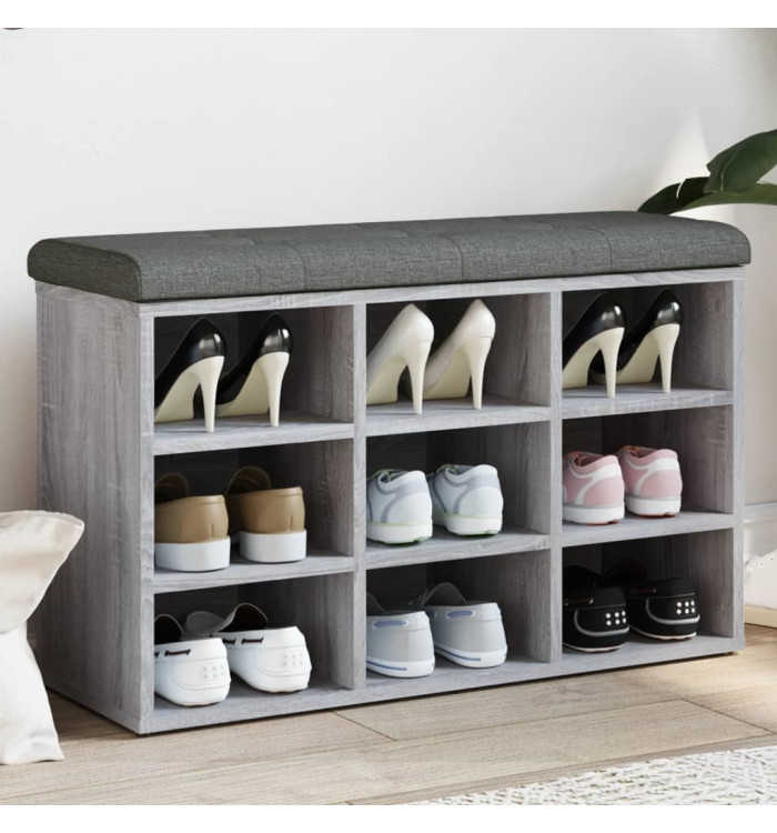 Banc à chaussures sonoma gris 82x32x50 cm bois d'ingénierie | Mobilier & Déco
