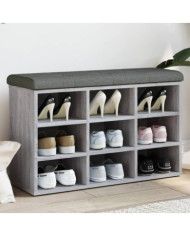 Banc à chaussures sonoma gris 82x32x50 cm bois d'ingénierie | Mobilier & Déco