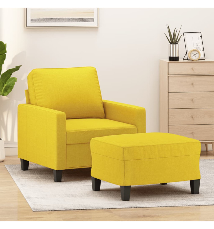 Fauteuil avec repose-pied Jaune clair 60 cm Tissu | Mobilier & Déco