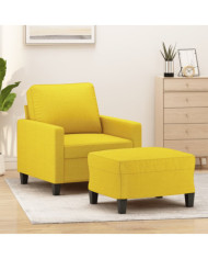 Fauteuil avec repose-pied Jaune clair 60 cm Tissu | Mobilier & Déco