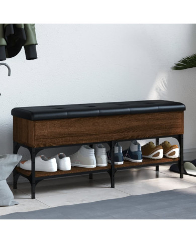 Banc à chaussures chêne marron 102x32x45 cm bois d'ingénierie | Mobilier & Déco