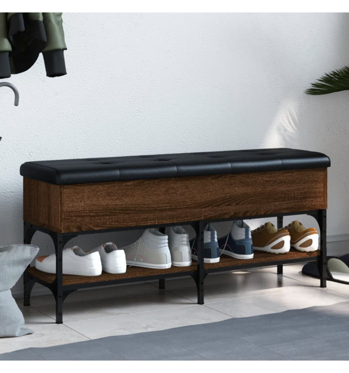 Banc à chaussures chêne marron 102x32x45 cm bois d'ingénierie | Mobilier & Déco