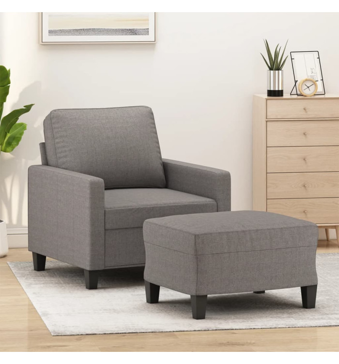 Fauteuil avec repose-pied Taupe 60 cm Tissu | Mobilier & Déco