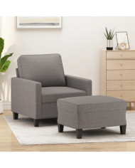 Fauteuil avec repose-pied Taupe 60 cm Tissu | Mobilier & Déco