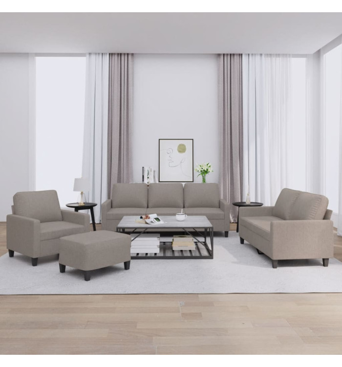 Ensemble de canapés 4 pcs avec coussins Taupe Tissu | Mobilier & Déco
