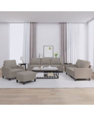Ensemble de canapés 4 pcs avec coussins Taupe Tissu | Mobilier & Déco