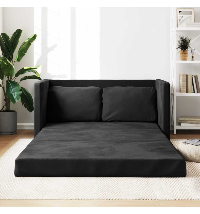 Canapé-lit 2 en 1 noir 122x204x55 cm velours | Mobilier & Déco