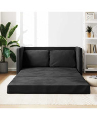 Canapé-lit 2 en 1 noir 122x204x55 cm velours | Mobilier & Déco