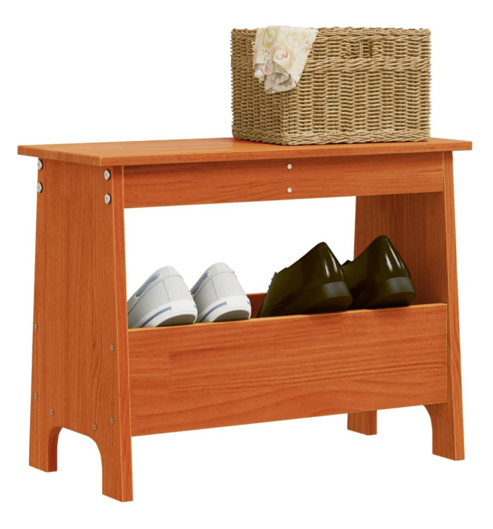 Banc d'entrée cire marron 60x28x45 cm bois de pin massif | Mobilier & Déco