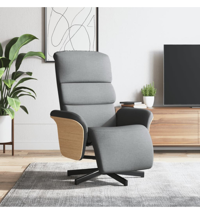 Fauteuil inclinable avec repose-pieds gris clair tissu | Mobilier & Déco