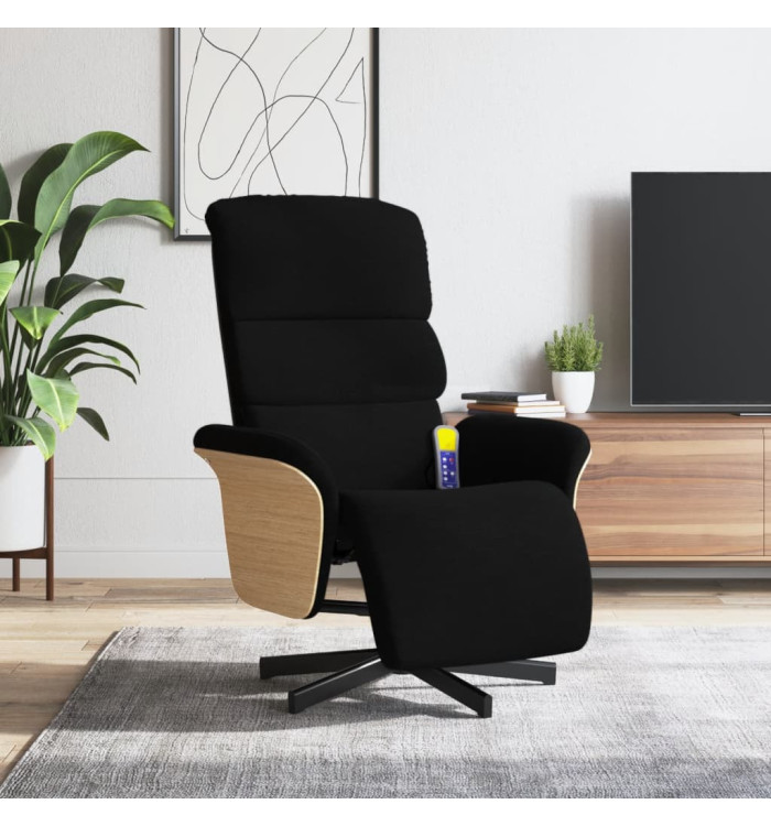 Fauteuil inclinable de massage avec repose-pieds noir tissu | Mobilier & Déco