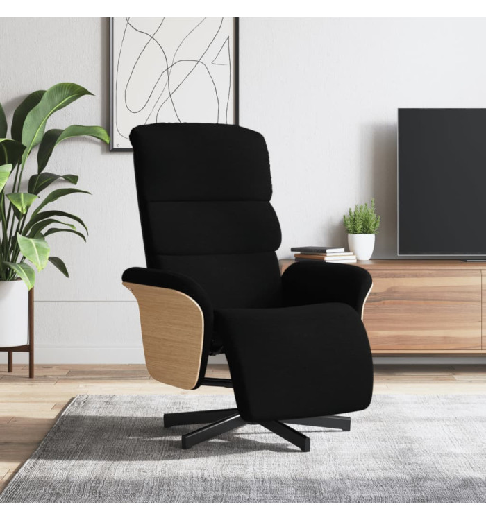 Fauteuil inclinable avec repose-pieds noir tissu | Mobilier & Déco