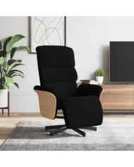 Fauteuil inclinable avec repose-pieds noir tissu | Mobilier & Déco