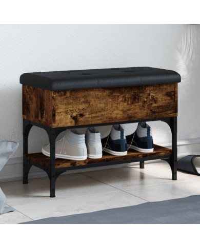 Banc à chaussures chêne fumé 62x32x45 cm bois d'ingénierie | Mobilier & Déco