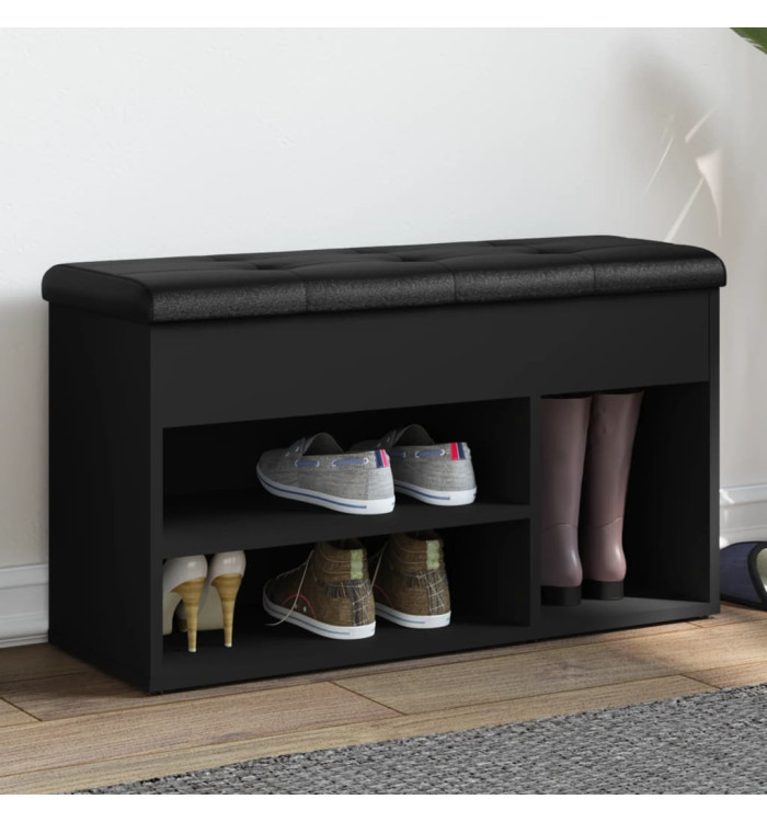 Banc à chaussures noir 82x32x45,5 cm bois d'ingénierie | Mobilier & Déco