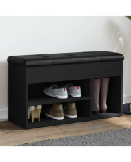 Banc à chaussures noir 82x32x45,5 cm bois d'ingénierie | Mobilier & Déco