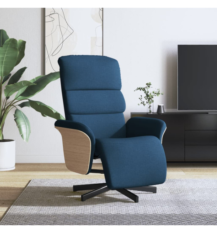 Fauteuil inclinable avec repose-pieds bleu tissu | Mobilier & Déco