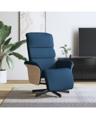 Fauteuil inclinable avec repose-pieds bleu tissu | Mobilier & Déco