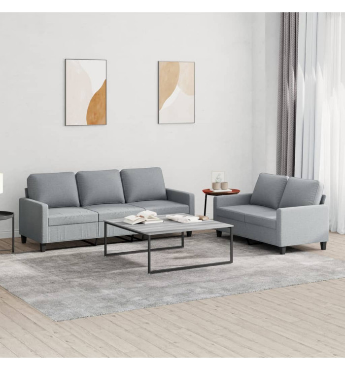 Ensemble de canapés 2 pcs avec coussins Gris clair Tissu | Mobilier & Déco