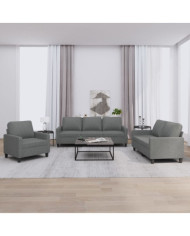 Ensemble de canapés 3 pcs avec coussins Gris foncé Tissu | Mobilier & Déco