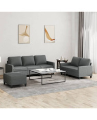 Ensemble de canapés 3 pcs avec coussins Gris foncé Tissu | Mobilier & Déco