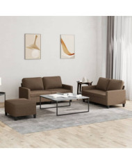 Ensemble de canapés 3 pcs avec coussins Marron Tissu | Mobilier & Déco