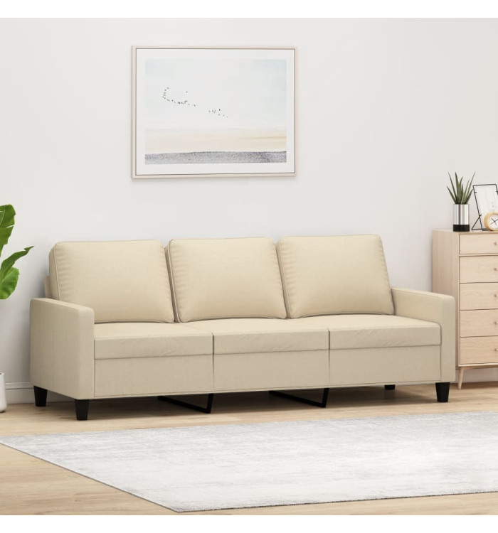 Canapé à 3 places Crème 180 cm Tissu | Mobilier & Déco