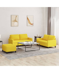 Ensemble de canapés 3 pcs avec coussins Jaune clair Tissu | Mobilier & Déco
