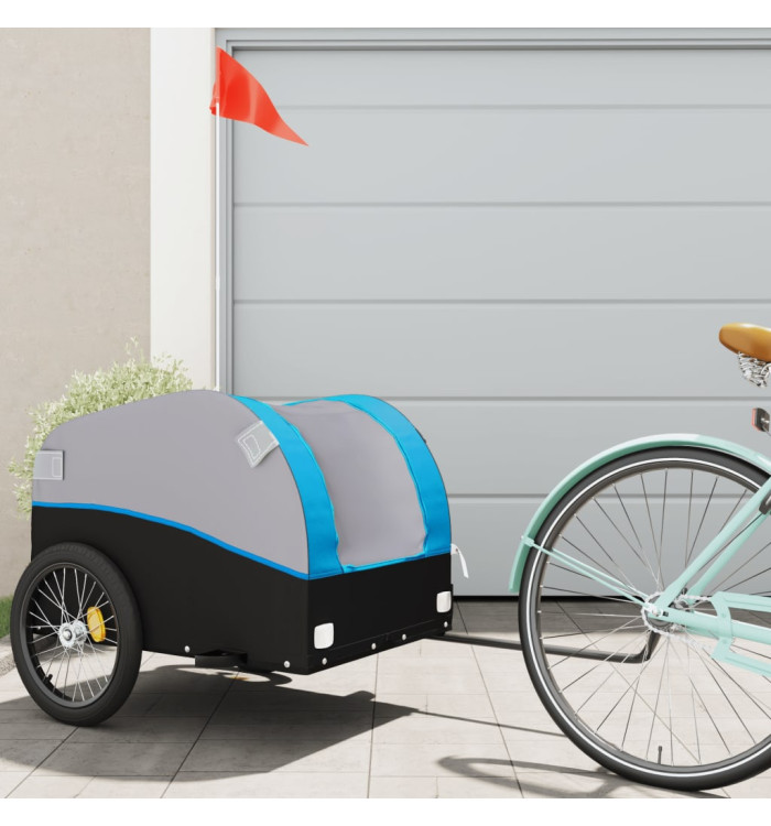 Remorque de vélo noir et bleu 45 kg fer | Mobilier & Déco